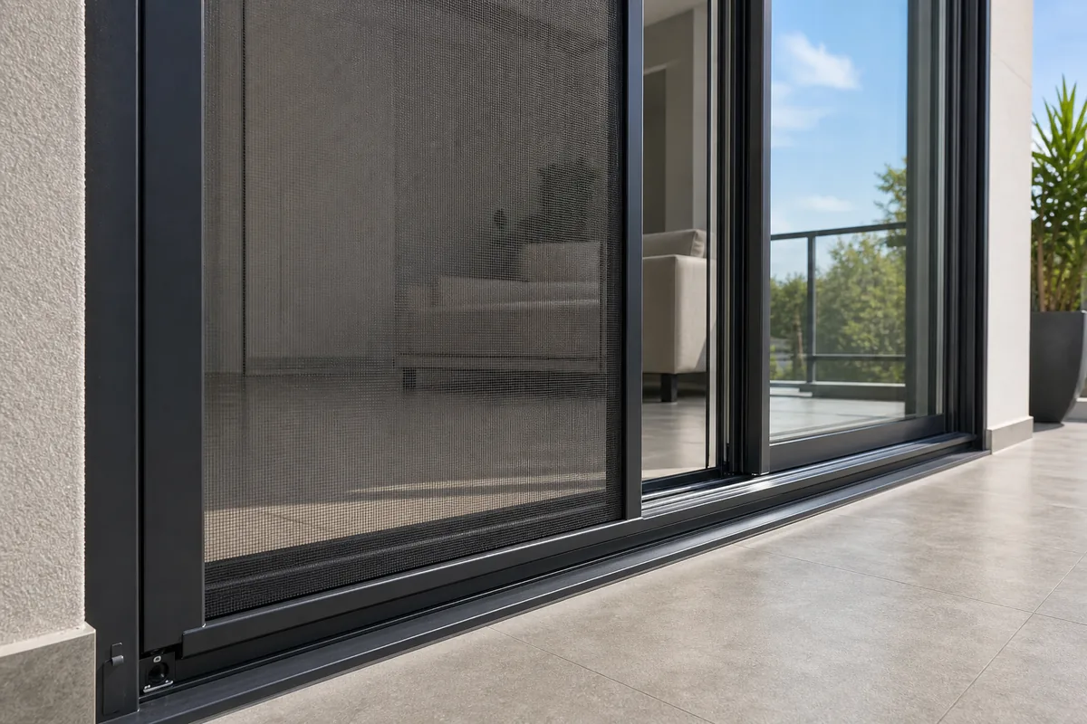 Sürgülü balkon kapısı için raylı sineklik